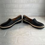 FitFlop  Casa Loafers Womens 8 Black Leather Slip-On Wedge Platform Espadrilles Photo 7