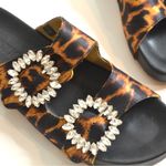 Mystique Boutique Mystique Crystal Jeweled Slide Sandals Cheetah Print Tan Black Women's 7 Photo 1