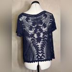 EXPRESS  Women’s Pullover Navy Blue Mesh lace short sleeve Babydoll Shirt|Size:S Photo 13
