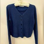 Luisa Lorenzi Navy Blue Cotton Cropped Button Front Cardigan S/ M Photo 0