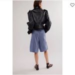 Free People NWT Trouser Shorts Grey Blue Combo 4 Something About You Pinstripe Photo 2