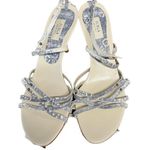Furla Snakeskin Embossed Leather Strappy Ankle Heel Sandals Cream Size 39 US 8.5 Photo 0