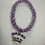 Assorted Stretch Bracelets 3 Piece Shades of Purple Dangle Charms Cross Crown Photo 4