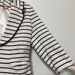 Smythe Stripe Linen Blend Blazer Size 12 Women’s Nautical Casual Black White Photo 4