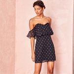 Lovers + Friends  Revolve Lush Strapless Dress in Black Gold Polka Dot size Small Photo 4