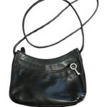 Fossil Vintage Black Leather Slouch Saddle Crossbody Bag with Key Zipper Pull Photo 0