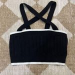 Savage X Fenty Lit Leisure bralette cropped top criss cross strappy knit square Black Photo 1
