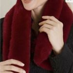Chico's NWT $70 faux fur women's pull through scarf cranberry winter Photo 1