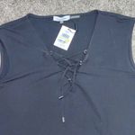 Calvin Klein  Black Lace-Up Grommet Tank Top Photo 3