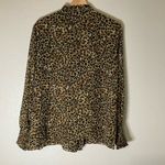 Tahari  Leopard Blouse Womens Large Bell Sleeve Ruffle Front Gathered Cuff‎ Photo 5