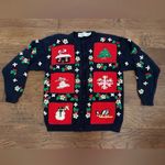 The Eagle's Eye Vintage 1992 Women’s Size S Holly Navy/Red Christmas Sweater Blue Photo 12