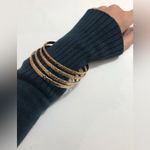 Bohemian Feminine Gold Tone Etched Nugget Bangle Bracelet Set of 4 Photo 1