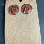 Retro Rust and Silver Shell Earrings Nautical Vibes Included Red Photo 0