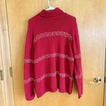 Liz Claiborne Red Knit Turleneck Sweater Festive Braided Detail Women XL Photo 1