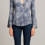 American Eagle  Tie Dye Bell Sleeve Faux Wrap Top XS Photo 0