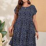 SheIn EMERY ROSE Plus Size Women'S Floral Print Batwing Sleeve Dress Photo 4