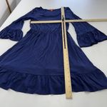 Modcloth  Dress Womens XS Blue Long Sleeve Ruffle Hem Bell‎ Sleeve Stretch Boho Photo 7