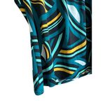 Worthington  Women's XL Geometric Print Short Sleeve V-Neck Top Teal Yellow Black Photo 1