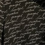 Chico's Chico’s Button Front Collared Black Long Sleeve Blouse White Words Size Large Photo 3