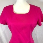 Vintage Carol Horn linen cotton blend bright pink square neck sheath dress 8P Photo 1