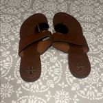 Tory Burch  Patos Disc Brown Leather Sandals with Gold Accent Photo 2