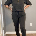 Zenana Outfitters Grey Short Sleeve Henley Jumpsuit Size S Photo 0