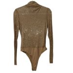 Grey Lab Embellished Tan Turtleneck Mesh Bodysuit(Size Medium) Photo 4