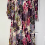 Pink Blush Floral Watercolor Midi Maxi Dress with Long Sleeves Maternity Size M Photo 0