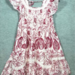 Maeve Anthropologie Dress S Red Floral Babydoll Mini Flutter Sleeve Lace Cottage Pink Size undefined Photo 0