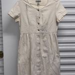 L.L.Bean Beige off White Cotton Denim Midi Dress Size 6 Photo 0