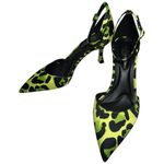 Jessica Simpson  Women’s Sz 7 Green Black Leopard Satin Foxena Ankle Strap Heels Photo 1
