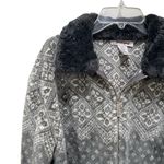 Worthington Zip-Up Fleece Jacket Faux Fur Collar Grey Women’s Size Small Photo 2