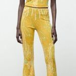 ZARA  jacquard flare yellow mustard pants NEW Photo 1