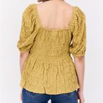 Vila ASOS Textured Puff Sleeve Peplum Short Sleeve Boho Top large best Yellow Photo 1