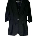 AQUA Womens Black 3/4 Sleeve Blazer Single Button Wool Blend Jacket Size Small Photo 0