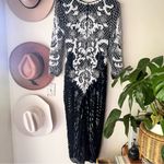 Vintage SWEELO sequins pearl silk maxi dress formal pageant‎ SIZE MEDIUM Black Photo 10