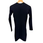 Rag and Bone  Black Textured Ribbed Fitted High Neck Long Sleeve Bodycon Mini Dress Photo 5
