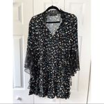 ZARA Floral Printed Lace Mini Long Sleeve Dress with Frills Photo 4