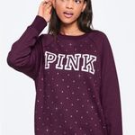PINK - Victoria's Secret Victorias Secret PINK Burgundy Purple Rhinestone Crewneck Sweater Size Small Photo 0