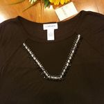 Carmen Marc Valvo 🛍 Black Peekaboo Vneck Top Sz Sm Photo 5