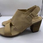 Sophia Milano  Tan Leather Stacked Heel Sandal Women Sz 9 E10 Photo 0