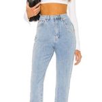 We Wore What High Rise Slit Hem Jeans Frayed Hem Light Blue Wash Size 26 Photo 1