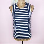Madewell Frameset Ponte Striped Zipper Back Sleeveless Top Navy Cream Size XS Photo 1