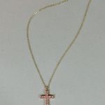 Gold Pink Diamond Diamonds Cross Necklace Jewelry 💖✨ Photo 2