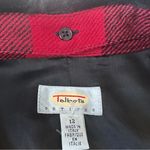 Talbots Soft Red & Black Buffalo Plaid 100% Wool Full Zip Faux Fur Collar Jacket Photo 1