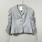 Moschino Vintage Cheap and Chic Light Wool Rouche Sleeve Crop Blazer 90s US 8 Photo 0