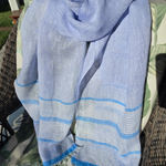 Italian Light Blue Gauze Linen Scarf/ Shawl Photo 0