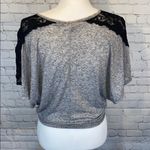 Rewind T-Shirt V Neck Gray w Black Lace-XS Photo 2