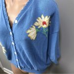 Southern Lady Blue Flower Cardigan Granny Daisy Dainty Cottagecore Lace XL Photo 2