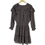 Lush Clothing LUSH Brown Lilac Floral Print Smocked Waist Tiered Ruffle Mini Dress Size S Photo 4